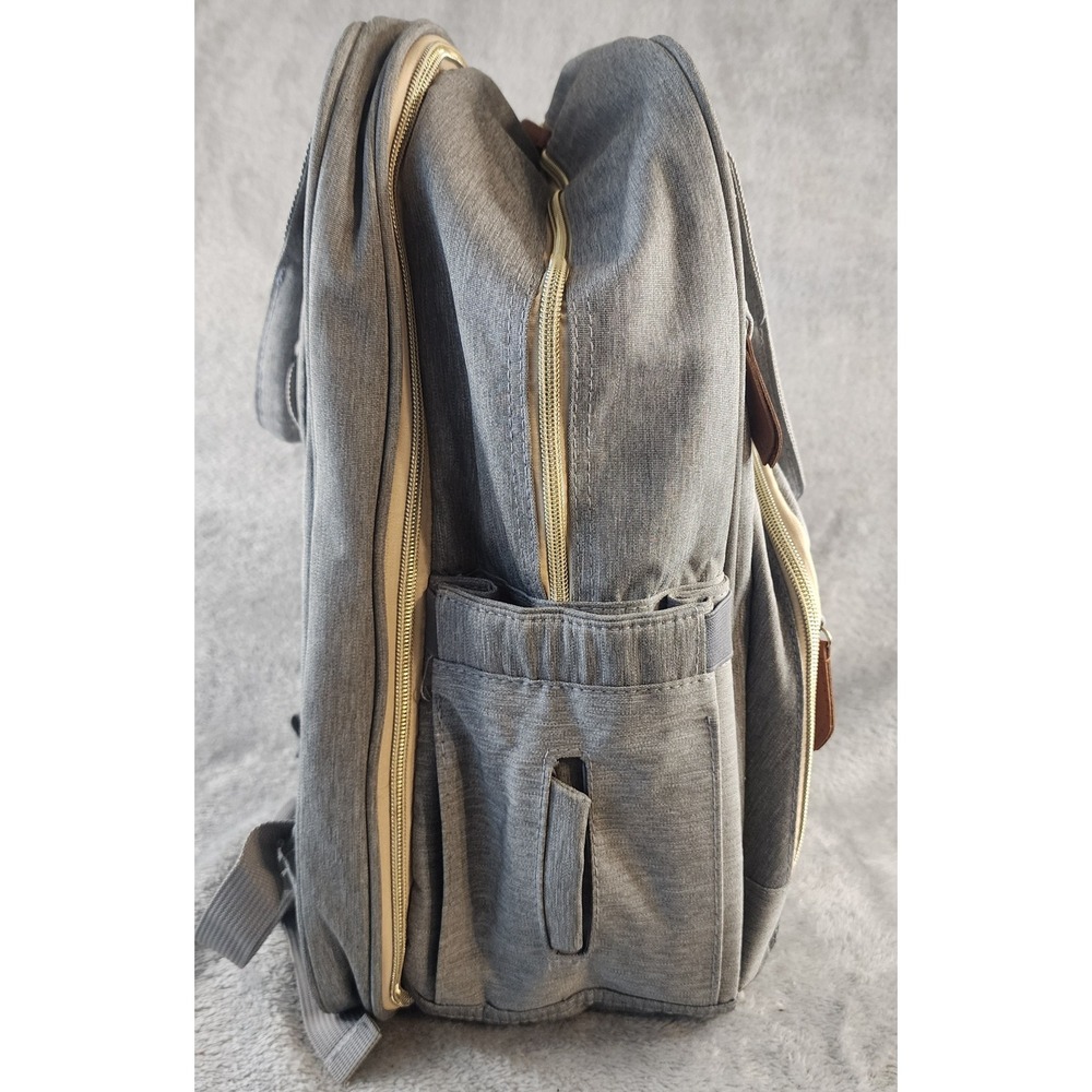 Cherrysea Diaper Bag Backpack Gray USB Charging Port Insulated Pockets Quilted - Picture 7 of 16